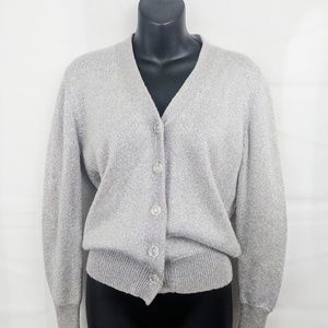 Precious 1940's LeRoy Knit Shiny Silver Cardigan